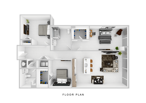 Floor plan for 3 beds, 2 baths, 1315 sqft